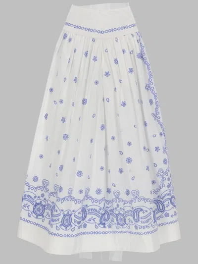 Self-portrait Mini Cotton Skirt For Women In White