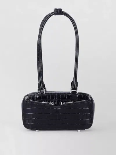 Self-portrait Mini Croc Embossed Shoulder Bag Bauletto In Black
