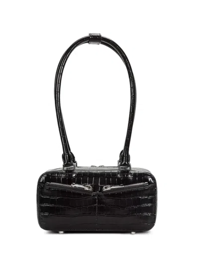 Self-portrait Mini Shoulder Bag With Crocodile-effect Texture In Black