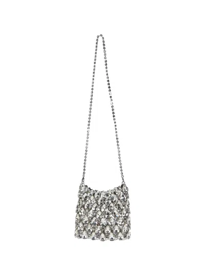 Self-portrait Mini Crystal Clutch In Silver