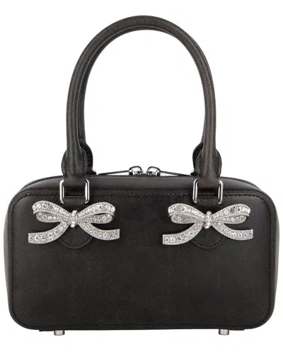 Self-portrait Mini Distressed Leather Tote In Black
