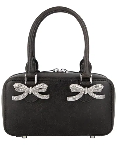 Self-portrait Mini Distressed Leather Tote In Black