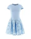 Self-portrait Womens Self Portrait Cap-sleeve Crepe And Lace Mini Dress In Blue