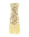 Self-portrait Midi Dress Yellow Crochet Lace With Yellow Cotton Lace For Women In Yellow