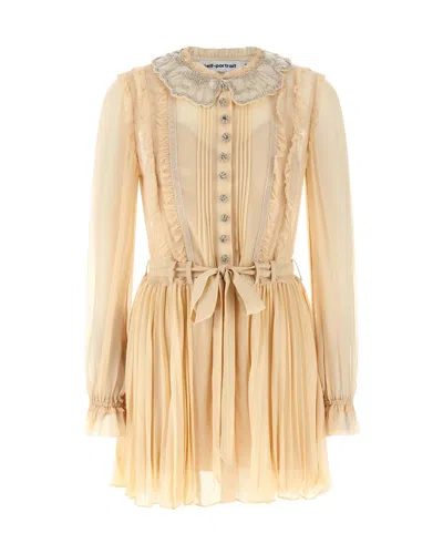 Self-portrait Mini Dress With Detachable Lining For Women In Neutral