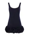 Self-portrait Short Blue Dress With Floral Applique Self Portrait In Blue