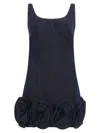 Self-portrait Short Blue Dress With Floral Applique Self Portrait In Blue