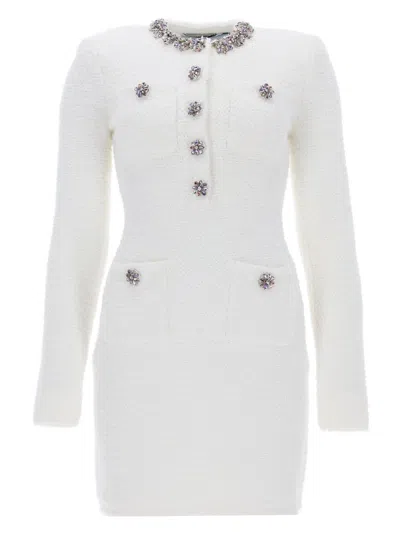 Self-portrait Self Portrait Mini Dress With Jewel Buttons In White