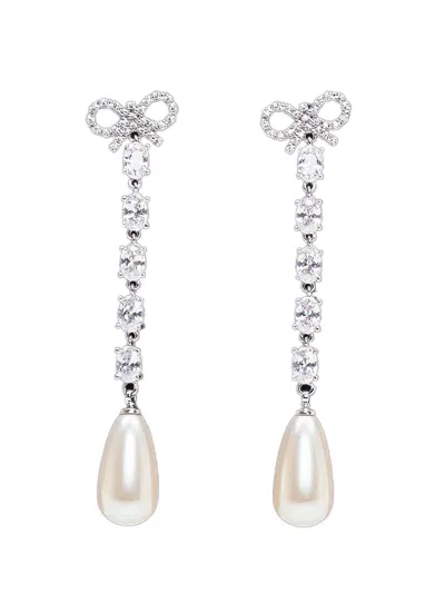 Self-portrait Mini Elegant Droplet Earrings In Silver