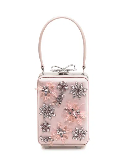 Self-portrait Mini Floral Accent Clutch Bag In Pink