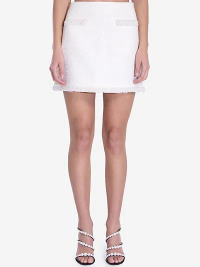 Self-portrait Boucl Mini Skirt In White