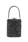 Self-portrait Mini Handbag With Multi-colored Crystal Surface And Bow Closure In Black