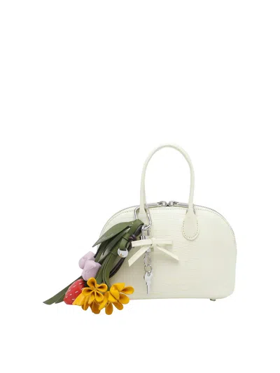 Self-portrait Self Portrait Mini Embossed Leather Bowling Bag In Yellow