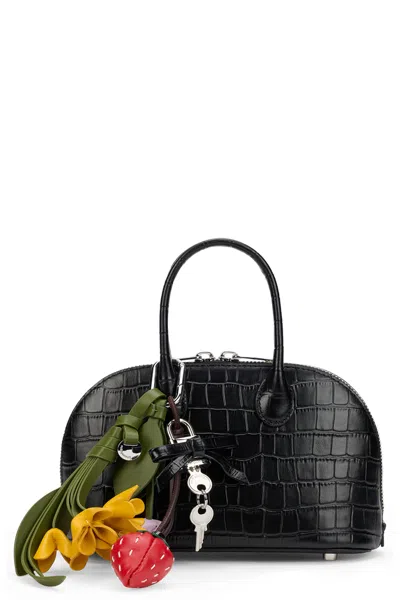 Self-portrait Mini Leather Crocodile-effect Handbag In Black
