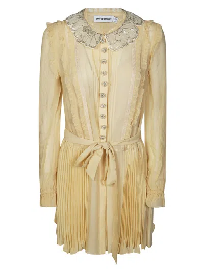 Self-portrait Mini Long Sleeve Suit With Flared Skirt In Animal Print