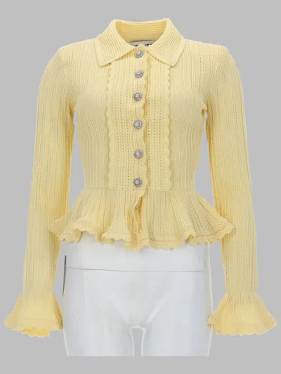 Self-portrait Mini Oversized Sweater For Women In Yellow