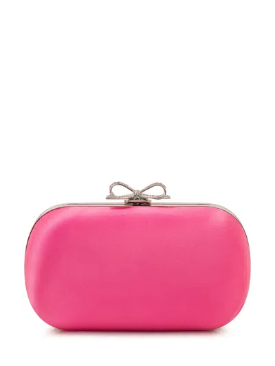 Self-portrait Mini Satin Clutch Handbag In Pink