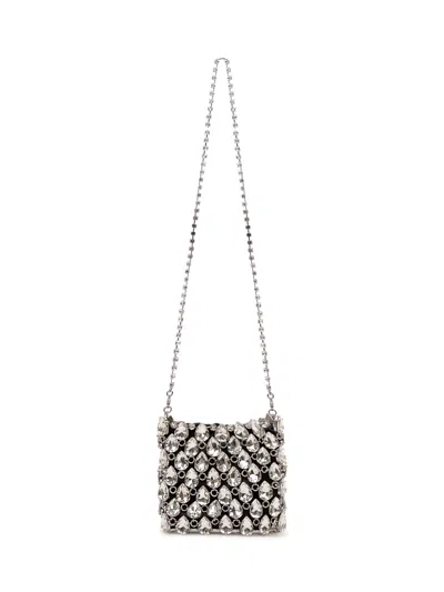 Self-portrait Mini Shoulder Bag With Chain Detail In Silver
