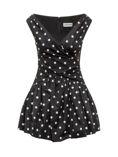 Self-portrait Mini Suit With Polka Dots In Black