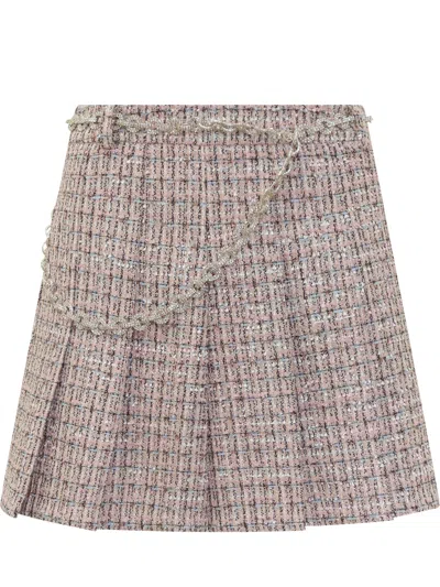 Self-portrait Mini Tweed Skirt In Pink