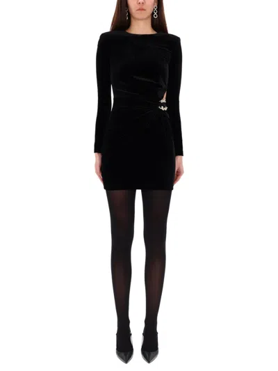 Self-portrait Suit Mini Draped Velvet Dress In Black