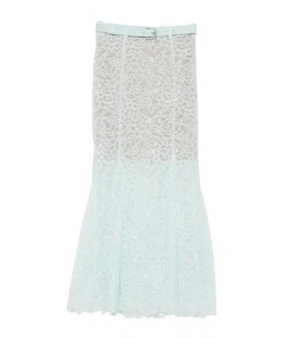 Self-portrait Belted Lace-overlay Mini Skirt In Multi
