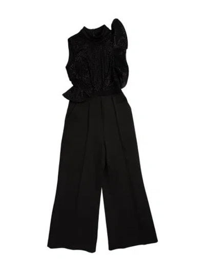 Pre-owned Self-portrait Mock Neck Jumpsuit In Black