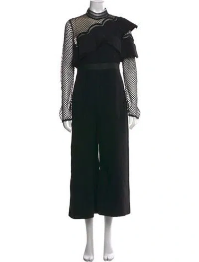 Pre-owned Self-portrait Mock Neck Jumpsuit In Black