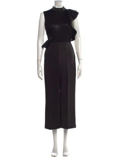Pre-owned Self-portrait Mock Neck Jumpsuit In Black