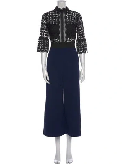 Pre-owned Self-portrait Mock Neck Jumpsuit In Multi