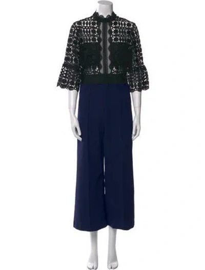 Pre-owned Self-portrait Mock Neck Jumpsuit In Multi