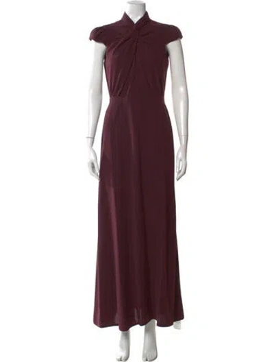 Pre-owned Self-portrait Mock Neck Long Dress In Burgundy