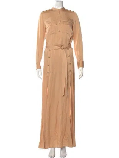 Pre-owned Self-portrait Mock Neck Long Dress In Neutral