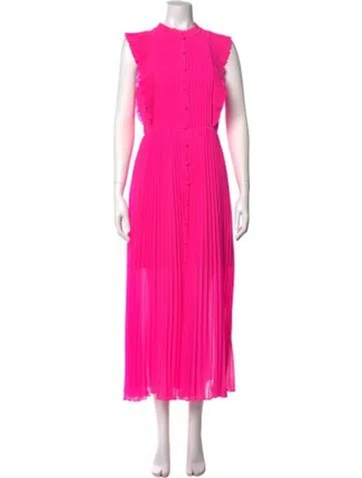 Pre-owned Self-portrait Mock Neck Long Dress In Pink