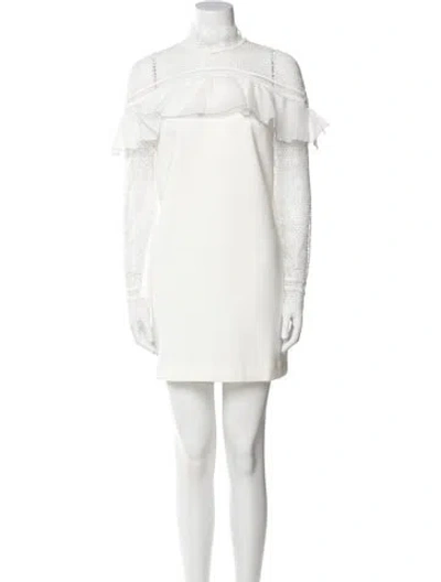 Pre-owned Self-portrait Mock Neck Mini Dress In Neutral