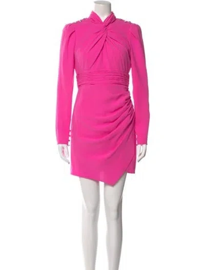 Pre-owned Self-portrait Mock Neck Mini Dress In Pink