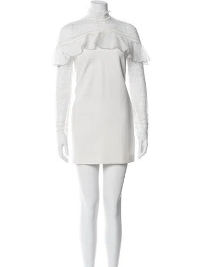 Pre-owned Self-portrait Mock Neck Mini Dress In White