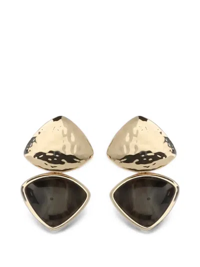 Self-portrait Two-tone Speckled Enamel Earrings In Gold