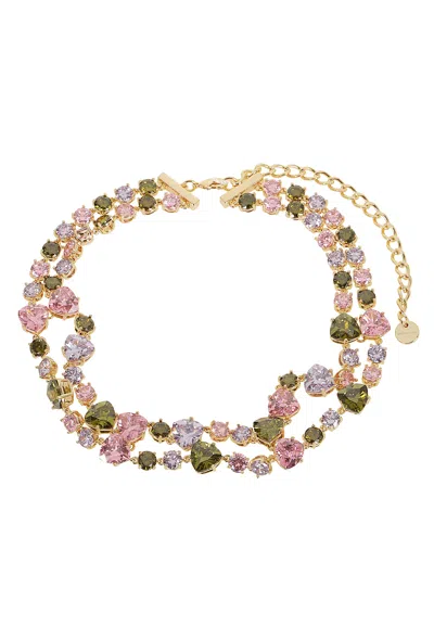 Self-portrait Multi Multi Crystal Heart-shaped Necklace In Red