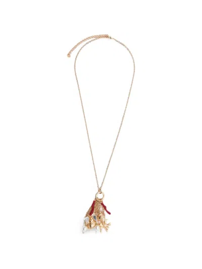Self-portrait Multi-charm Faux-pearl Necklace In Gold