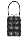 Self-portrait Mini Handbag With Multi-colored Crystal Surface And Bow Closure In Black