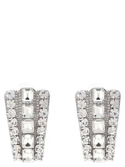 Self-portrait Multi-crystal Earrings In Silver
