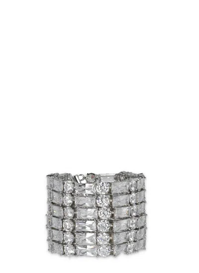 Self-portrait Multi-row Crystal-embellished Brass Bracelet