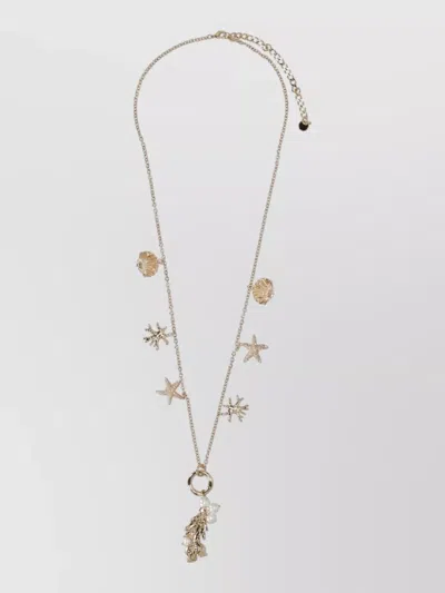 Self-portrait Necklace Adjustable Chain Starfish Shell Pearls In Gold