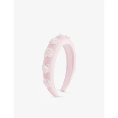 Self-portrait Kids' Nk Sequin Flower Taffeta Headband In Burgundy