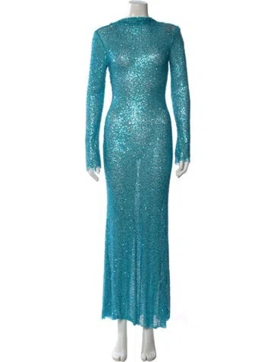 Pre-owned Self-portrait Nylon Long Dress In Blue