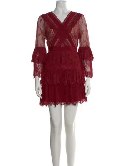 Pre-owned Self-portrait Nylon Mini Dress In Burgundy