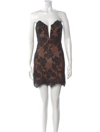 Pre-owned Self-portrait Nylon Mini Dress W/ Tags In Brown