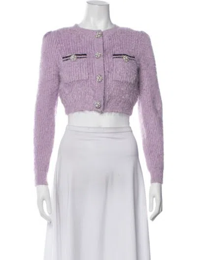 Pre-owned Self-portrait Nylon Scoop Neck Sweater In Purple