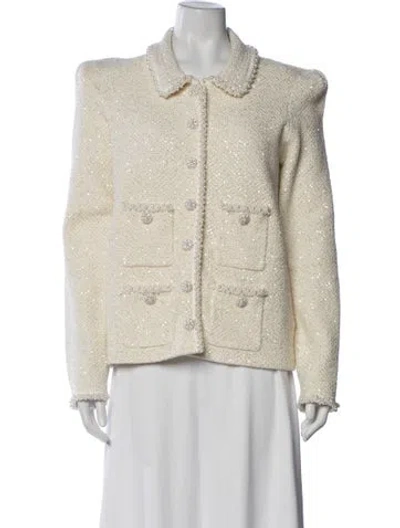 Pre-owned Self-portrait Nylon Tweed Pattern Sweater W/ Tags In Neutrals